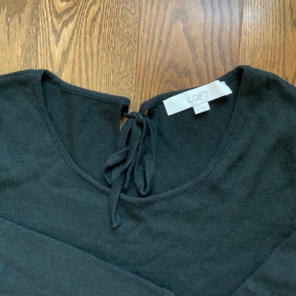 LOFT Black Sweater with Lace Detail and Bow on the back. Size M. - Picture 2 of 9
